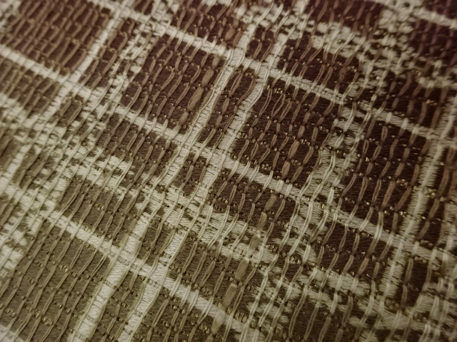  格子模様織出し袋帯